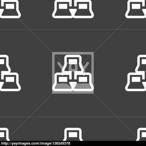 Local Area Network Icon Sign Seamless Pattern On A Gray