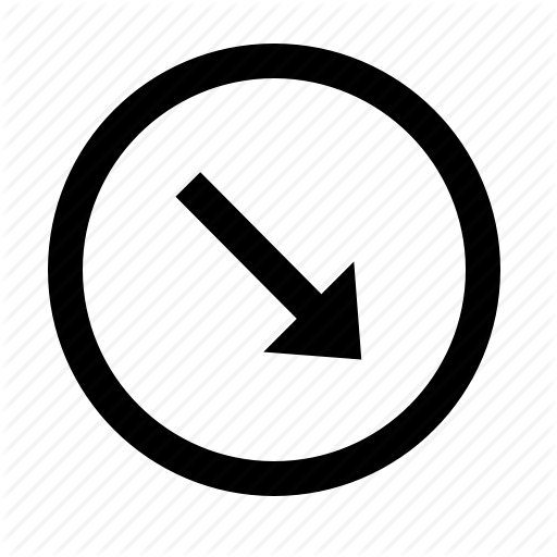 Arrow, Circle, Direction, Down, Line, Long, Right Icon