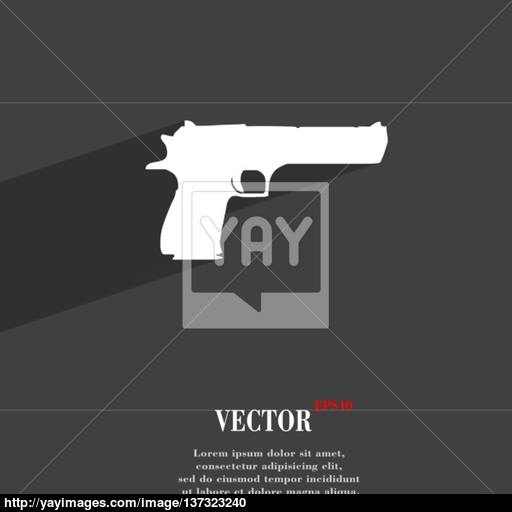 Gun Icon Symbol Flat Modern Web Design With Long Shadow And Space