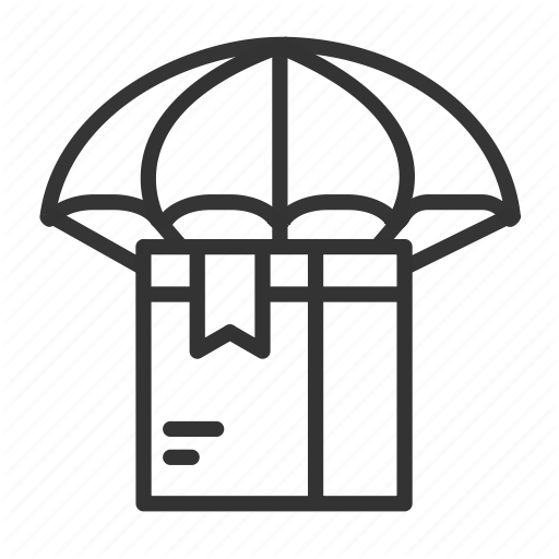 Air Delivery, Boxes, Clouds, Parachutes, Wind Icon