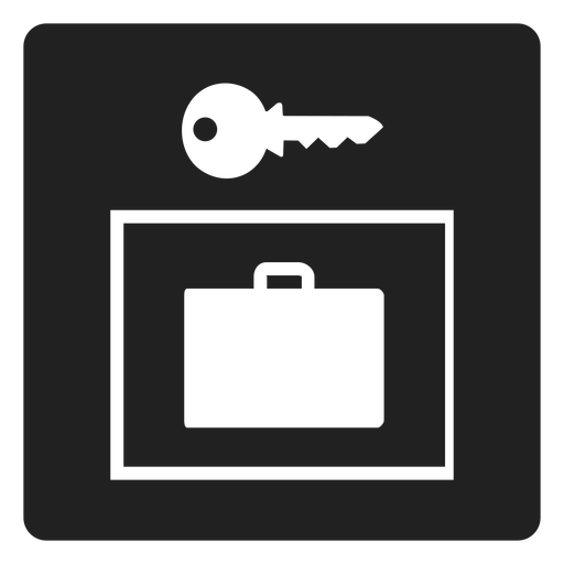 Suitcase And Key Square Icon