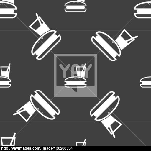 Lunch Box Icon Sign Seamless Pattern On A Gray Background Vector
