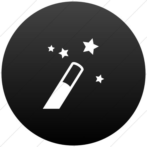 Flat Circle White On Black Gradient Raphael Magic Wand Icon