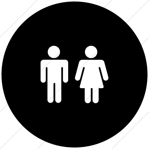 Flat Circle White On Black Foundation Male Female Icon