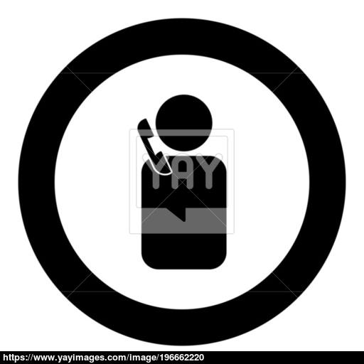 Man With Telephone Black Icon In Circle Vector