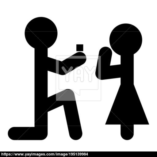 The Man Makes An Offer Woman Stick Icon Black Vector