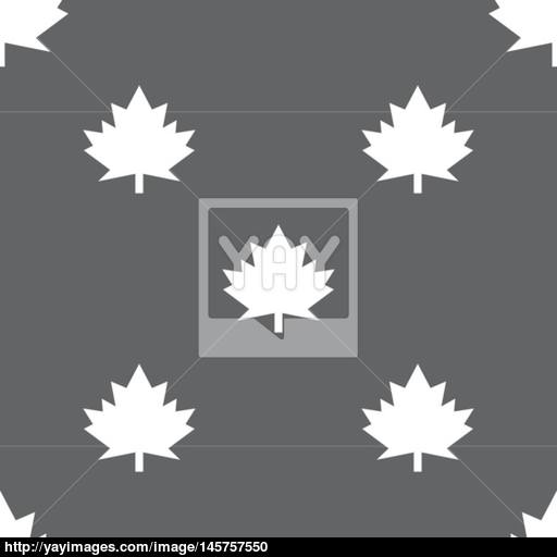 Maple Leaf Icon Seamless Pattern On A Gray Background Vector