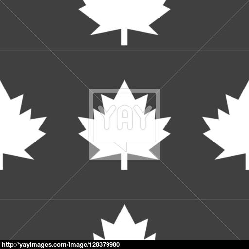 Maple Leaf Wb Icon Flat Design Seamless Gray Pattern Vector