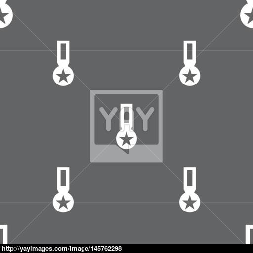 Award, Medal Of Honor Icon Sign Seamless Pattern On A Gray
