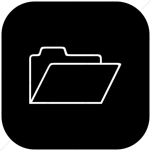 Flat Rounded Square White On Black Classica Open Folder