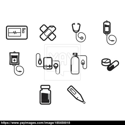 Thin Line Medical Icon Set Vector