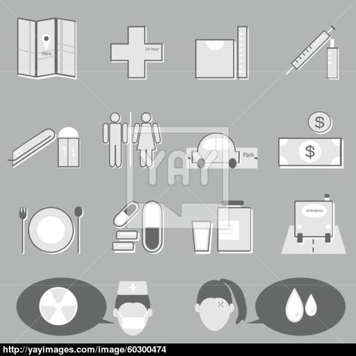 Hospital And Medical Icons On Gray Background Vector