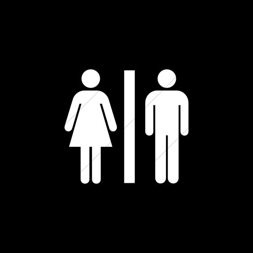 Flat Square White On Black Aiga Toilets Icon