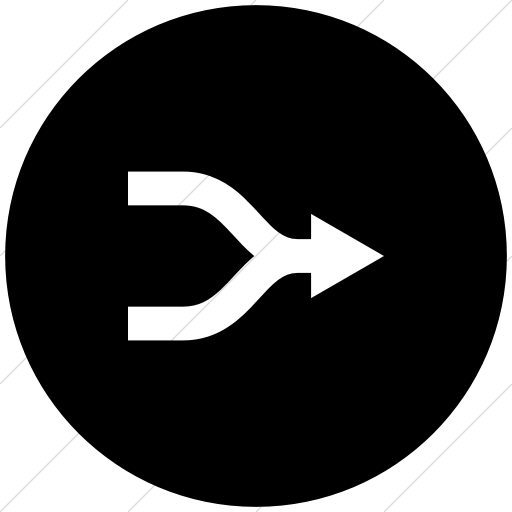 Flat Circle White On Black Raphael Arrow Merge Icon