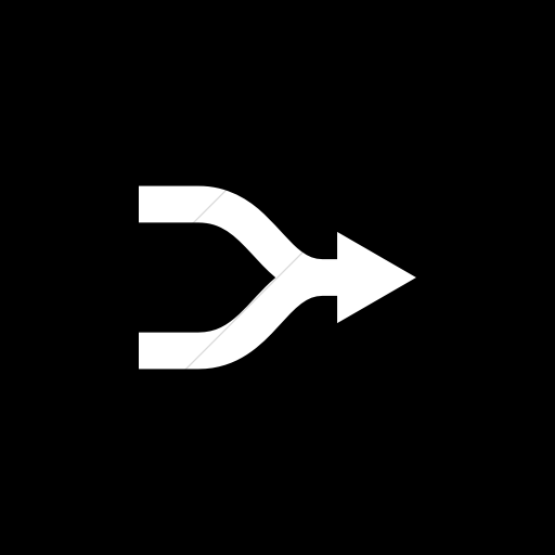 Flat Square White On Black Raphael Arrow Merge Icon