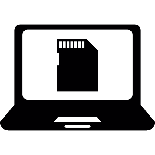 Open Laptop With Sd Card On Screen Icons Free Download