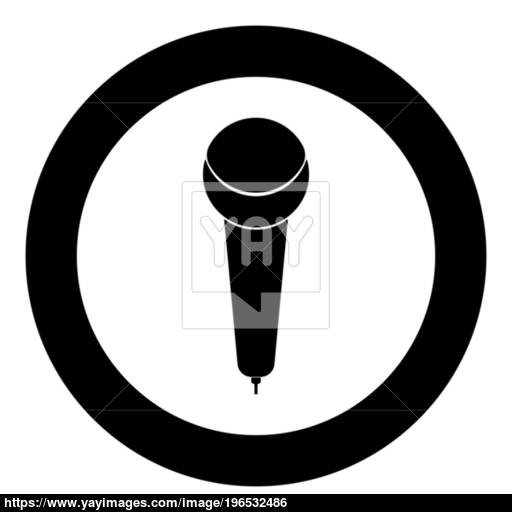 Microphone Icon Black Color In Circle Or Round Vector