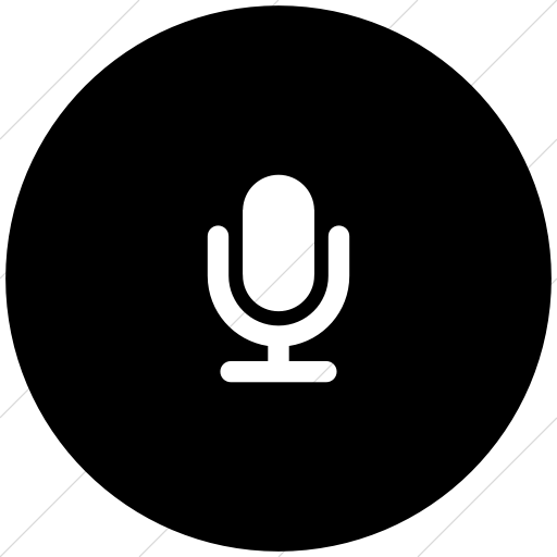 Flat Circle White On Black Foundation Microphone Icon