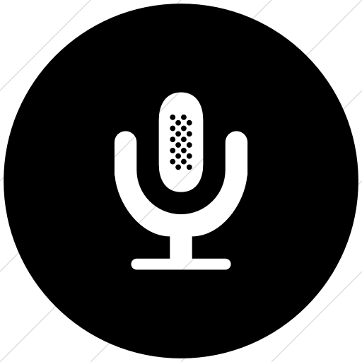 Flat Circle White On Black Broccolidry Microphone Icon