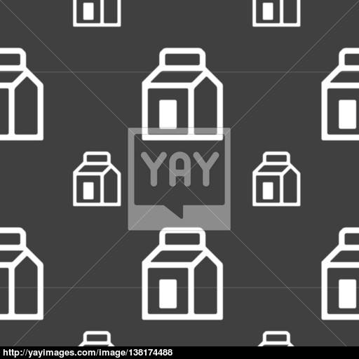 Milk, Juice, Beverages, Carton Package Icon Sign Seamless Pattern