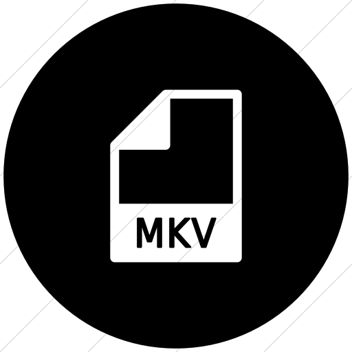 Flat Circle White On Black Mime Types Document Mkv Icon