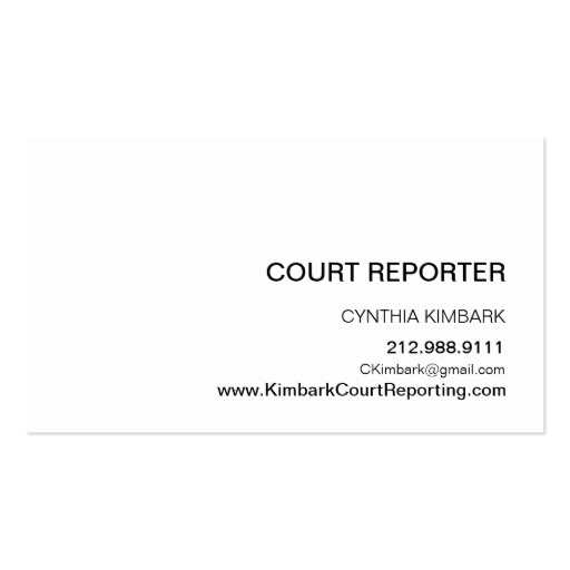 Modern Icon Silhouette Court Reporter Eggshell Business Card