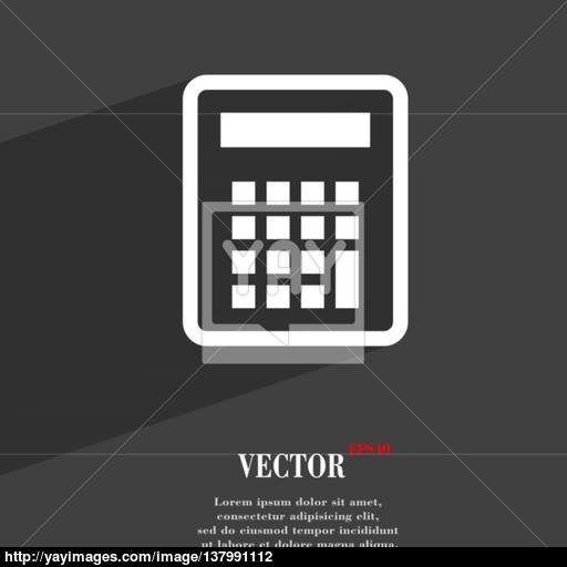 Calculator Icon Symbol Flat Modern Web Design With Long Shadow