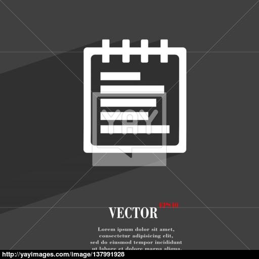 Notepad Icon Symbol Flat Modern Web Design With Long Shadow