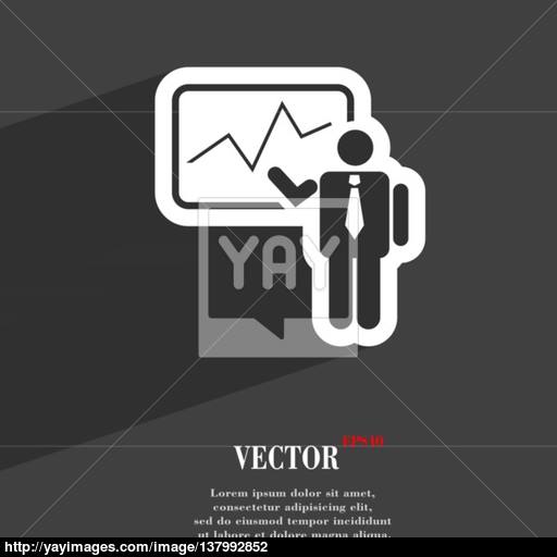 Businessman Making Report Icon Symbol Flat Modern Web Design