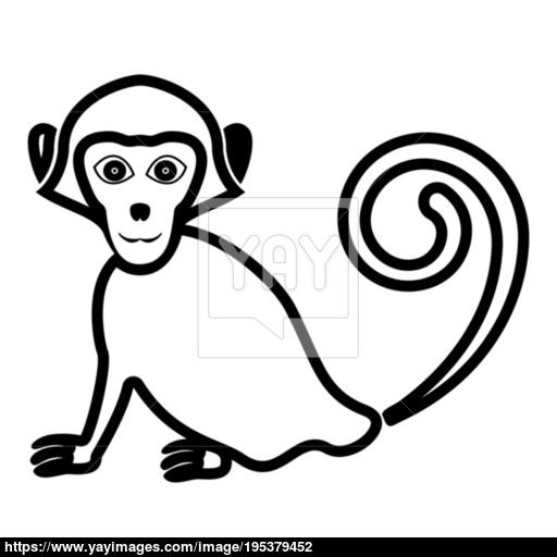 Monkey Icon Black Color Fill Flat Style Vector