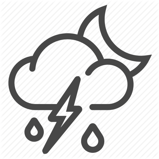 Cloud, Drop, Lighting, Moon Icon