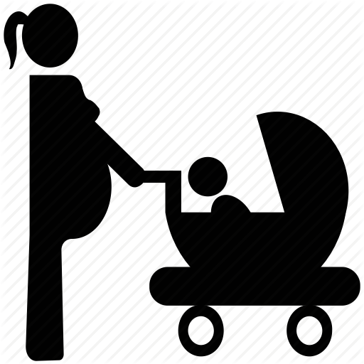 Mother With Child, Motherhood, Pregnant Lady, Stroller Icon