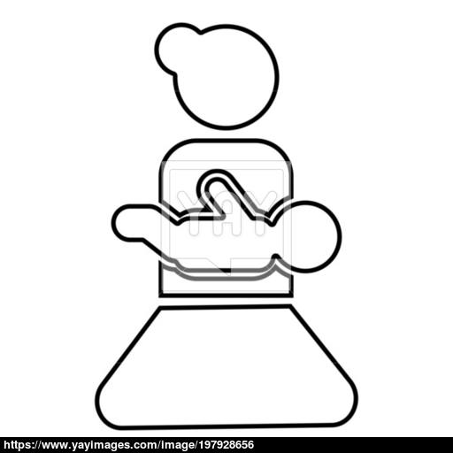 Mother Holding Baby On Hand Icon Black Color Illustration Flat