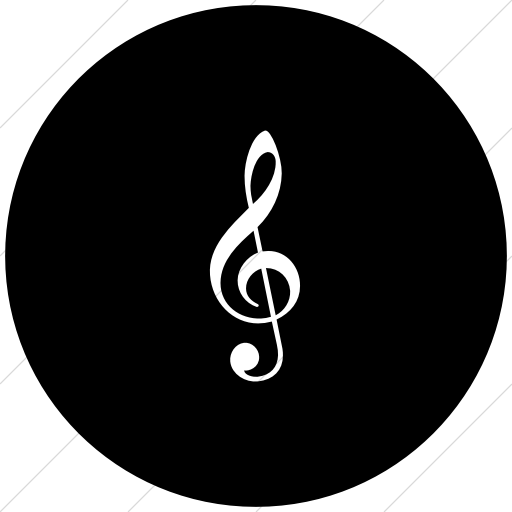 Flat Circle White On Black Classica Music Cleft Icon