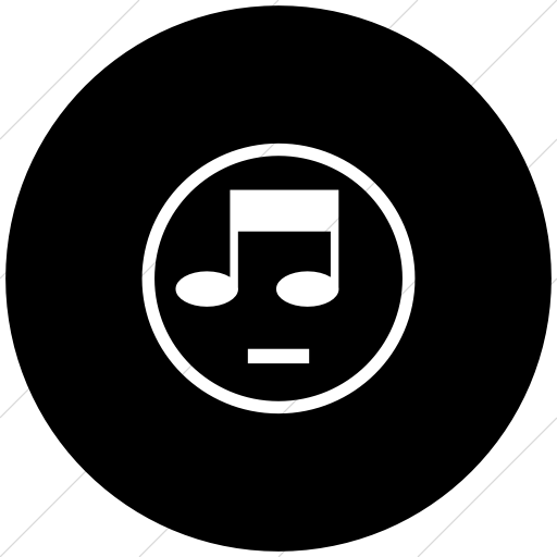 Flat Circle White On Black Classica Music Off Icon
