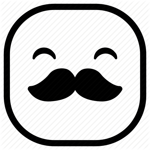 Emoji, Emoticon, Happy, Mustache, Smiley Icon