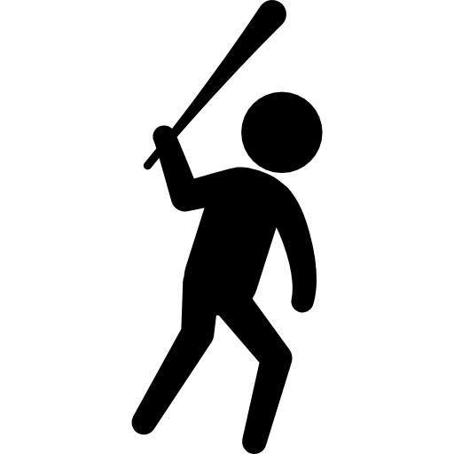 Criminal Silhouette Armed With A Bat Icons Free Download