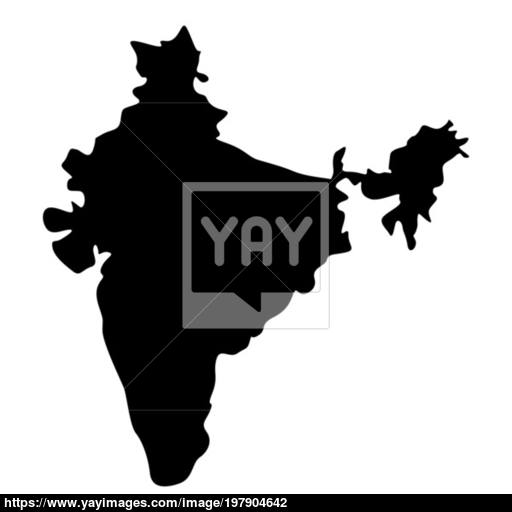 Map Of India Icon Black Color Illustration Flat Style Simple Image