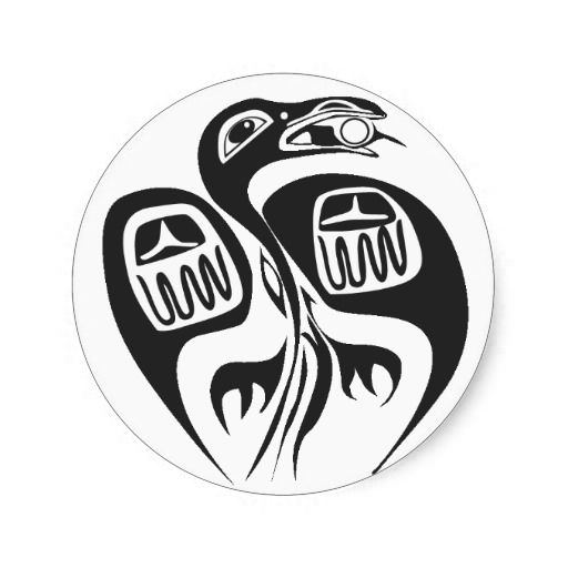Native American Haida Kingfisher Symbol Classic Round Sticker