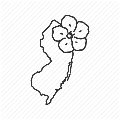 Borders, Map, New Jersey, State, State Flower, State Symbol, Usa Icon