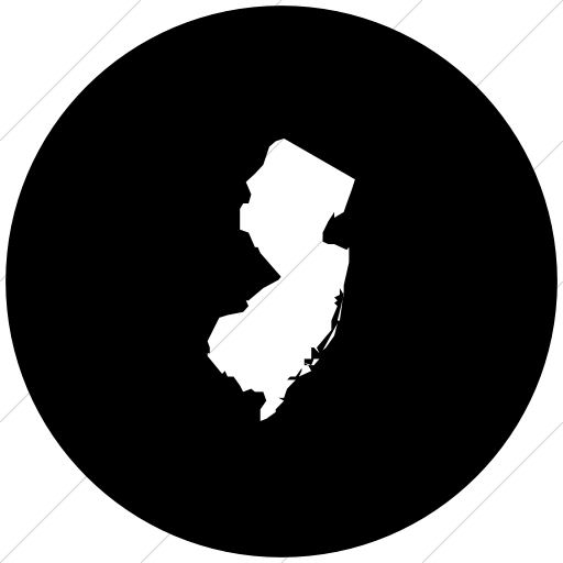 Flat Circle White On Black Us States New Jersey Icon