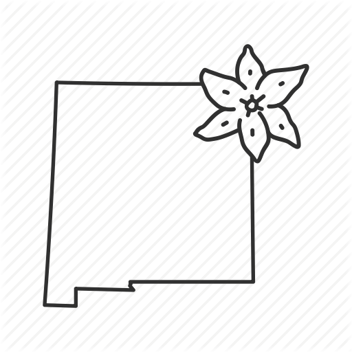 Borders, Map, New Mex State, State Flower, State Symbol, Usa Icon