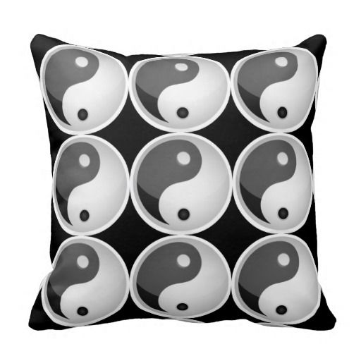 Black Grey Yin Yang Symbol Throw Pillow Symbols, Yin Yang