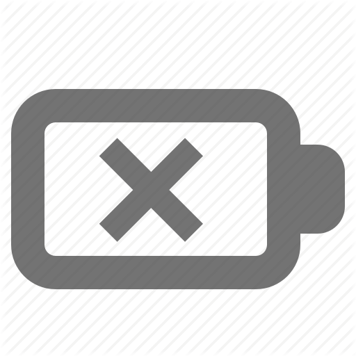 Battery, Cross, Energy, Low, No Power, Power Icon