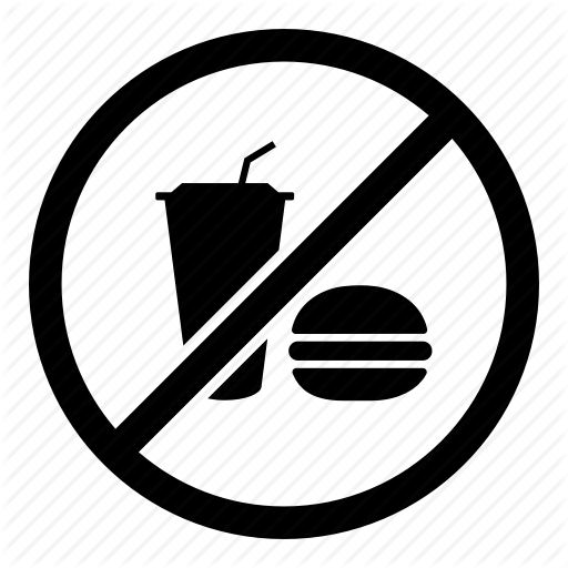 Fast Food, No Drink, No Eating, No Food, No Grub, Prohibited Icon