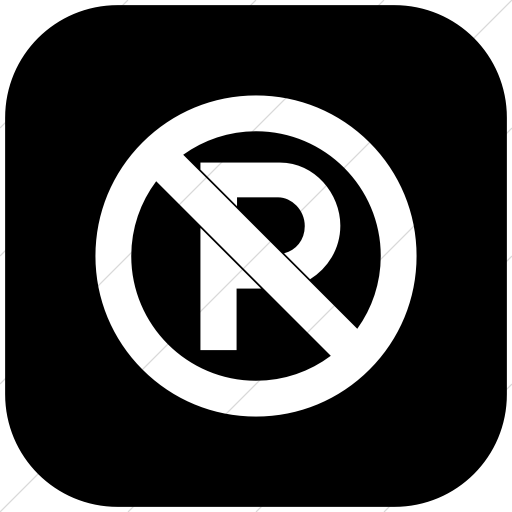 Flat Rounded Square White On Black Aiga No Parking Icon