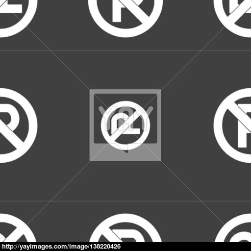 No Parking Icon Sign Seamless Pattern On A Gray Background