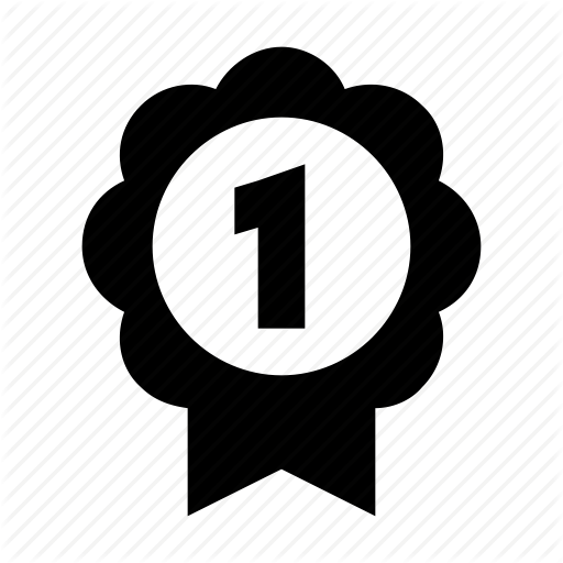 First Place, First Position, First Rank, Number One, Ribbon Badge Icon