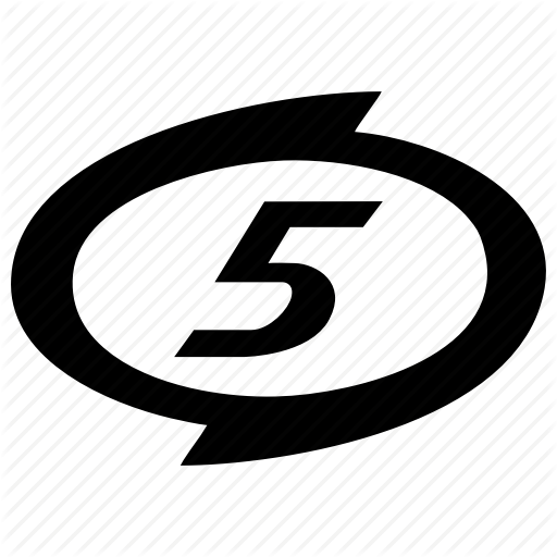 Emblem, Fifth, Five, Number, Round, Sign Icon