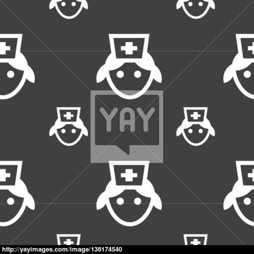 Nurse Icon Sign Seamless Pattern On A Gray Background Vector